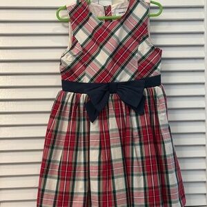 Sammy + Nat Red Plaid Dress with Navy Bow